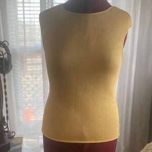 Sleeveless Knit Tank Top in Soft Yellow 💯 silk